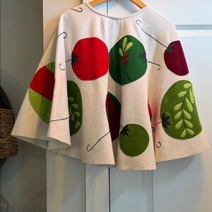 Garnet Hill Holiday wool tree skirt with Red and Green Accents